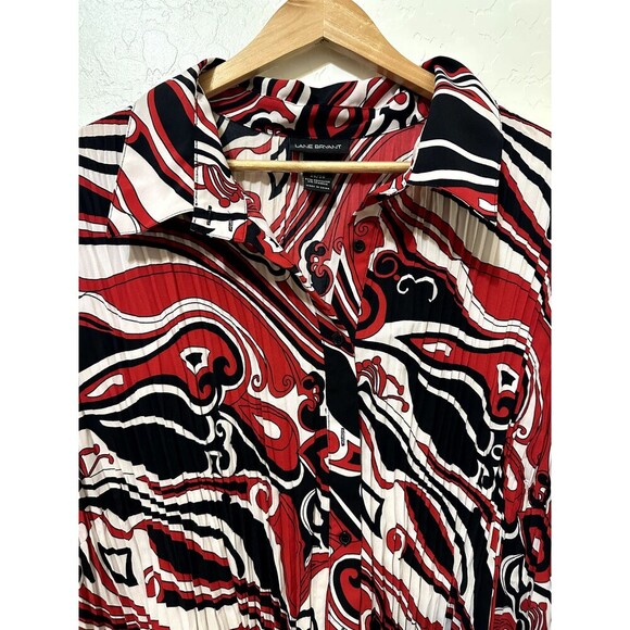 Vintage Lane Bryant Womans Top Sz 26/28 Retro Accordion Pleating Y2K Artsy Aztec - Picture 6 of 13